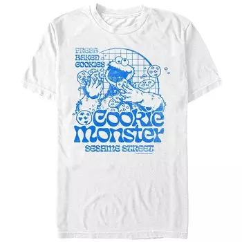 Мужская футболка с рисунком «Улица Сезам» Cookie Monster «Свежее испеченное печенье» Licensed Character, белый