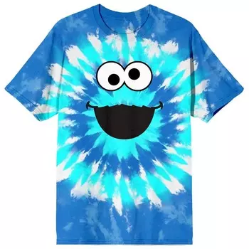 Мужская футболка с рисунком «Улица Сезам» Cookie Monster Tie Dye Licensed Character, синий