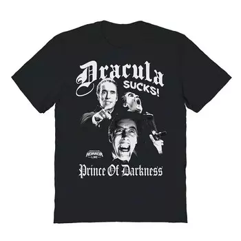 Мужская футболка с рисунком ужасов Dracula Prince Of Darkness Licensed Character, черный