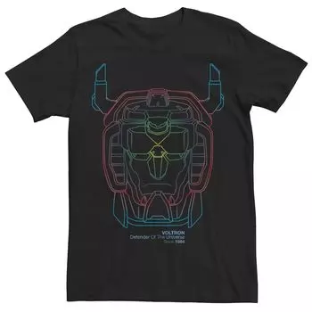 Мужская футболка с рисунком Voltron Legendary Defender Neon Head Shot Outline Licensed Character