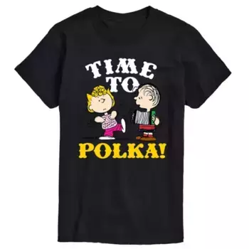 Мужская футболка с рисунком в горошек «Peanuts Time to Polka» Licensed Character, черный