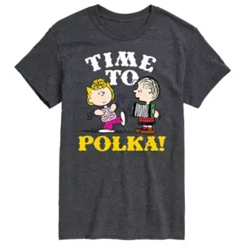 Мужская футболка с рисунком в горошек «Peanuts Time to Polka» Licensed Character, серый