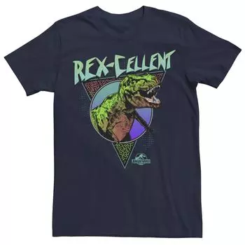 Мужская футболка с рисунком в стиле ретро Jurassic World Rex-Cellent, Blue Licensed Character, синий