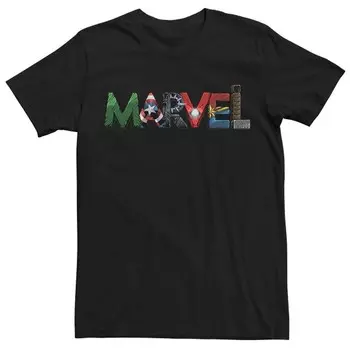 Мужская футболка с рисунком в виде букв фанатов Marvel, черный