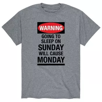 Мужская футболка с рисунком «Warning Monday» Licensed Character, серый