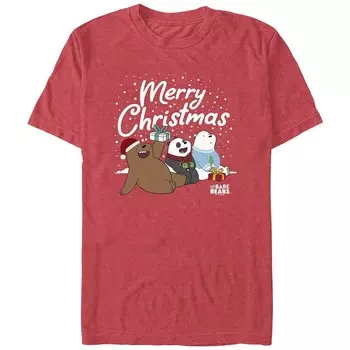 Мужская футболка с рисунком We Bare Bear Merry Christmas Licensed Character, цвет Red Heather