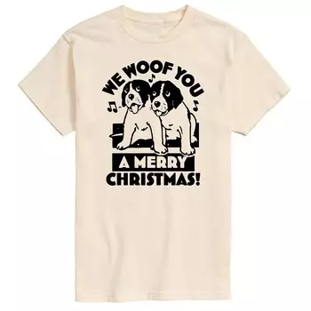Мужская футболка с рисунком We Woof You Merry Christmas Licensed Character, бежевый
