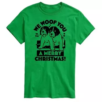 Мужская футболка с рисунком We Woof You Merry Christmas Licensed Character, зеленый