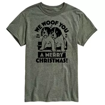 Мужская футболка с рисунком We Woof You Merry Christmas Licensed Character, цвет Dark Green