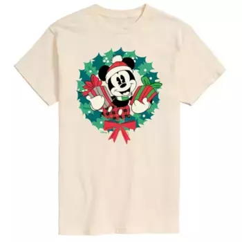 Мужская футболка с рисунком венка Микки Мауса Disney, бежевый