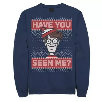 Мужская футболка с рисунком «Wher's Waldo Christmas Have You Me See Me», Синяя Licensed Character, синий
