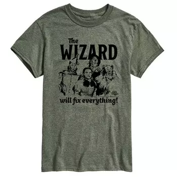 Мужская футболка с рисунком Wizard Of Oz Wizard Will Fix Everything Licensed Character, цвет Heather Green