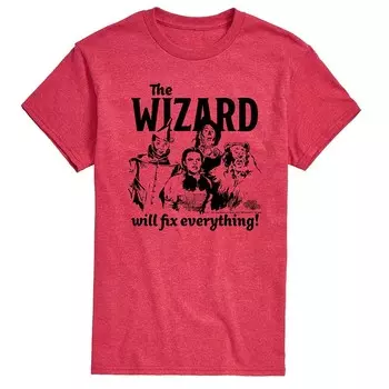 Мужская футболка с рисунком Wizard Of Oz Wizard Will Fix Everything Licensed Character, цвет Heather Red