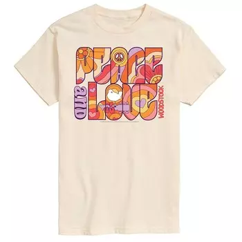 Мужская футболка с рисунком Woodstock Peace And Love Licensed Character, бежевый