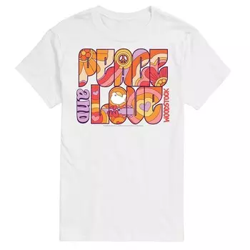 Мужская футболка с рисунком Woodstock Peace And Love Licensed Character, белый