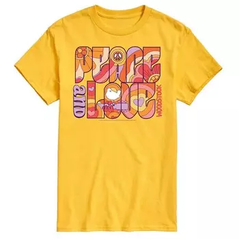 Мужская футболка с рисунком Woodstock Peace And Love Licensed Character, желтый
