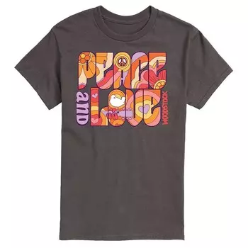 Мужская футболка с рисунком Woodstock Peace And Love Licensed Character, цвет Charcoal