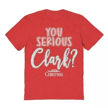 Мужская футболка с рисунком You Serious Clark White National Lampoon's Christmas Vacation Licensed Character, цвет Heather Red