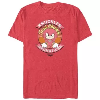 Мужская футболка с рисунком жареной курицы Sonic The Hedgehog Knuckles Licensed Character, цвет Red Heather