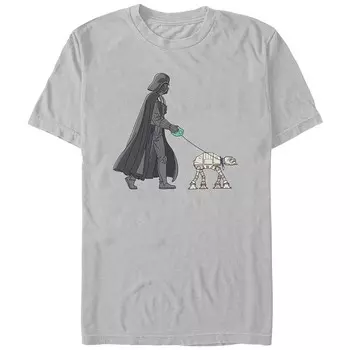 Мужская футболка с рисунком «Звездные войны» Дарт Вейдер AT-AT Walker Star Wars, цвет Silver