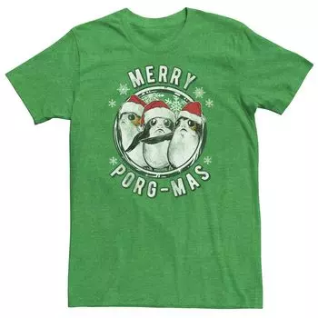 Мужская футболка с рисунком «Звездные войны» Merry Porg-Mas, рождественский праздник Licensed Character