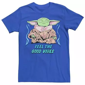 Мужская футболка с рисунком «Звездные войны» The Mandalorian Grogu «Feel The Good Vibes» Licensed Character