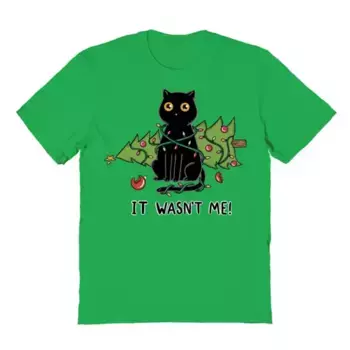Мужская футболка с рождественским рисунком кота и елки Licensed Character, цвет irish green