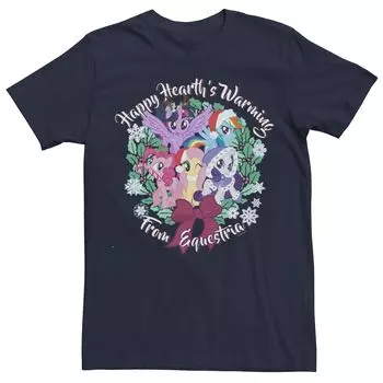 Мужская футболка с рождественским согревающим венком My Little Pony Happy Hearth's Licensed Character