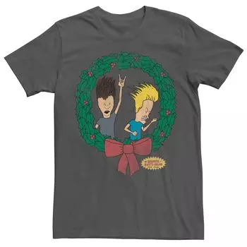 Мужская футболка с рождественским венком Beavis And Butthead Licensed Character