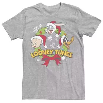 Мужская футболка с рождественским венком Looney Tunes Group Shot Licensed Character