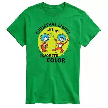 Мужская футболка с рождественскими огнями Dr. Seuss Licensed Character