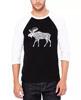Мужская футболка с рукавами реглан Moose Baseball Word Art LA Pop Art