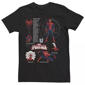 Мужская футболка с схематической схемой Marvel Spider-Man Spidey Licensed Character