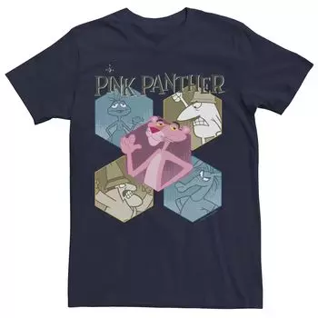 Мужская футболка с шестиугольным портретом и рисунком Pink Panther, Blue Licensed Character, синий