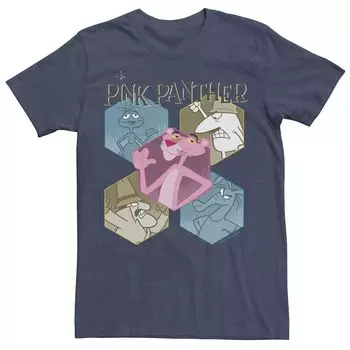 Мужская футболка с шестиугольным портретом и рисунком Pink Panther Licensed Character