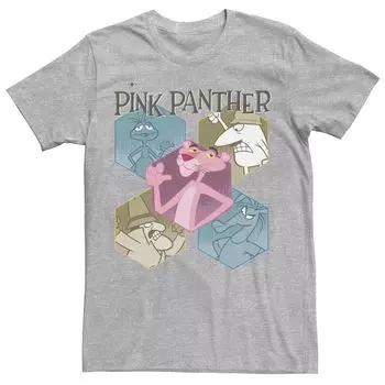 Мужская футболка с шестиугольным портретом и рисунком Pink Panther Licensed Character
