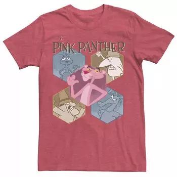 Мужская футболка с шестиугольным портретом и рисунком Pink Panther Licensed Character