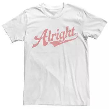 Мужская футболка с шрифтом в бейсбольном стиле Alright, White Licensed Character, белый