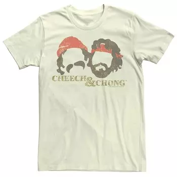 Мужская футболка с силуэтами Cheech And Chong Faces Licensed Character, цвет Natural