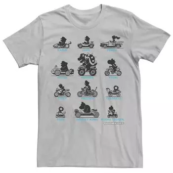 Мужская футболка с силуэтом гонщиков Nintendo Super Mario Mario Kart Licensed Character