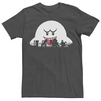 Мужская футболка с силуэтом Хэллоуина Super Mario Boo Trick or Treat Licensed Character, цвет Charcoal Heather