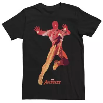 Мужская футболка с силуэтом сцены «Мстители, Железный человек» Marvel