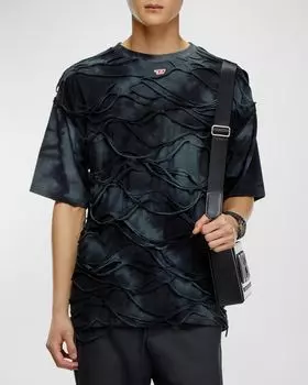 Мужская футболка с струящимися нитями тай-дай Diesel, цвет Black Black Black