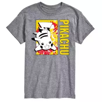 Мужская футболка с тай-дай и Пикачу Licensed Character, цвет athletic heather gray