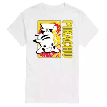 Мужская футболка с тай-дай и Пикачу Licensed Character, белый