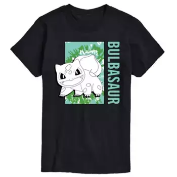 Мужская футболка с тай-дай и покемоном Bulbasaur Licensed Character, черный