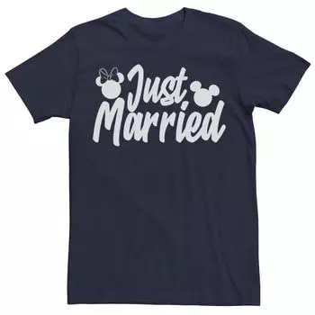 Мужская футболка с текстом Disney Mickey & Friends Mickey & Minnie Just Married Licensed Character