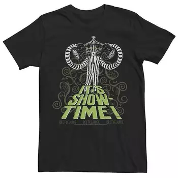 Мужская футболка с текстовым плакатом Beetlejuice Spiders It's Showtime Licensed Character, черный