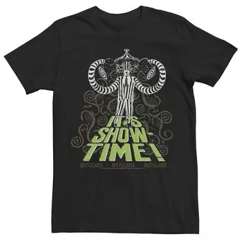 Мужская футболка с текстовым плакатом Beetlejuice Spiders It's Showtime Licensed Character