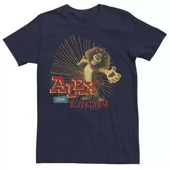 Мужская футболка с текстовым плакатом Madagascar Alex The Lion Licensed Character